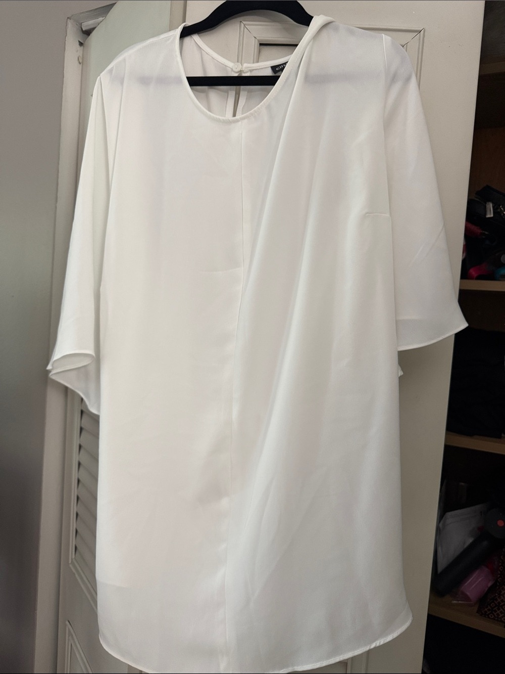 City Chic White Draped Round-Neck Blouse